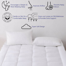 Glamhaus Luxury Mattress Topper Cushioned Cotton Bed Topper Anti Allergy - thumbnail 2