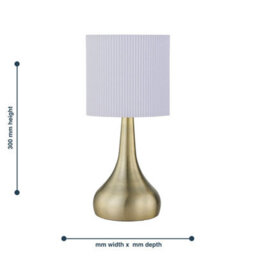First Choice Lighting Romana - Antique Brass Touch Table Lamp With White Pleated Shade - thumbnail 4