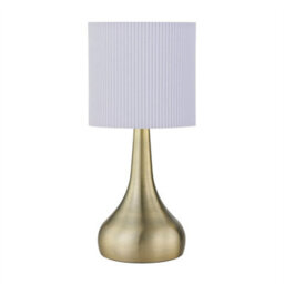 First Choice Lighting Romana - Antique Brass Touch Table Lamp With White Pleated Shade - thumbnail 1