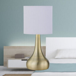 First Choice Lighting Romana - Antique Brass Touch Table Lamp With White Pleated Shade - thumbnail 3