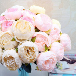 Artificial Silk Peony Bouquet Flowers Decoration 7 Heads Pink Blue Red White Artificial Fake Peonies Flowers Home Decor (Red) - thumbnail 6