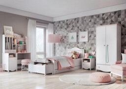 Arte Mia White Matt & Pink Single Bed & Mattress Set 90 X 200Cm - thumbnail 2