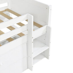 Abrihome 3Ft Kids Wooden Storage Bed 90X190Cm With Safety Guardrail, Two Drawers & Upholstered Headboard, White - thumbnail 6