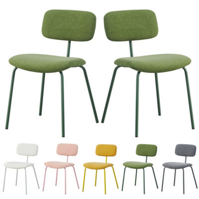 Mof Modern Upholstered Dining Chairs Set Of 2 Fabric Padded Seat With Metal Legs (Greenx2) - image 1