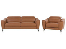 Beliani 3+1 Brown Leather Sofa Set With Adjustable 6-Position Headrests - thumbnail 2