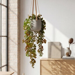 Pack Of 6 X 75Cm Artificial Trailing Round Leaf Hanging Foliage Plant - Autumn Green & Bronze - thumbnail 5