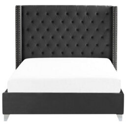 Beliani Bed Velvet Lubbon 160 X 200 Cm (Eu King Size) Black - thumbnail 4