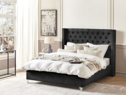 Beliani Bed Velvet Lubbon 160 X 200 Cm (Eu King Size) Black - thumbnail 2