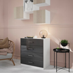 GoodHome Atomia All In One Matt & High Gloss White & Anthracite 4 Drawer Deep Chest (H)804mm (W)750mm (D)466mm - thumbnail 1