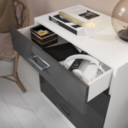 GoodHome Atomia All In One Matt & High Gloss White & Anthracite 4 Drawer Deep Chest (H)804mm (W)750mm (D)466mm - thumbnail 5