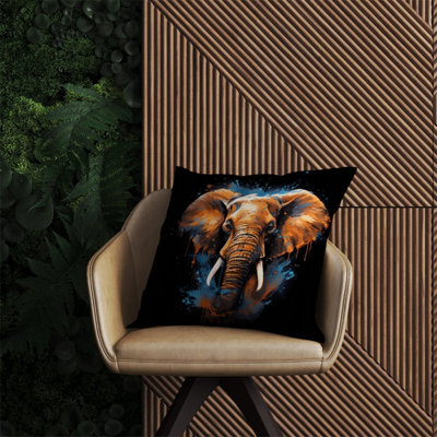 Warren Reed Designer Splashart Elephant Blue Outdoor Cushion 60Cm X 60Cm