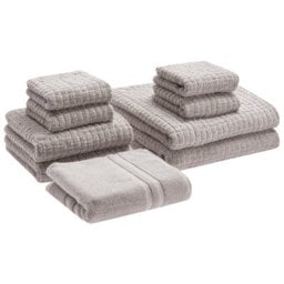 Beliani Set Of 9 Towels Atai Cotton Light Grey - thumbnail 1