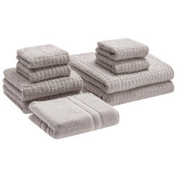 Beliani Set Of 9 Towels Atai Cotton Light Grey