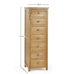 Oakham Premium Brixton 7 Drawer Narrow Chest - Oak - thumbnail 5