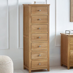 Oakham Premium Brixton 7 Drawer Narrow Chest - Oak - thumbnail 3