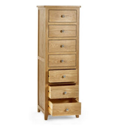 Oakham Premium Brixton 7 Drawer Narrow Chest - Oak - thumbnail 2