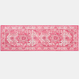 Ohs Vintage Print Washable Runner Rug Non Slip Area Floor Mat, Pink - 60 X 150Cm - thumbnail 3