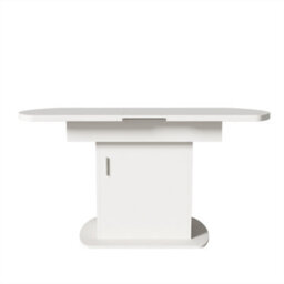 Abrihome Extendable Oval Dining Table, 110-130Cm X 70Cm With Storage, Space-Saving Multi-Function Design, White With Silver Handles - thumbnail 6