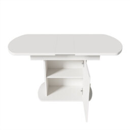 Abrihome Extendable Oval Dining Table, 110-130Cm X 70Cm With Storage, Space-Saving Multi-Function Design, White With Silver Handles - thumbnail 8