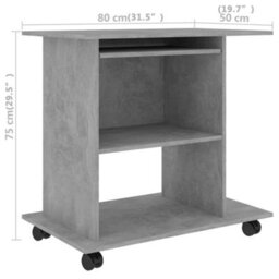 Berkfield Computer Desk Concrete Grey 80X50X75 Cm Engineered Wood - thumbnail 6