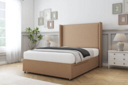 "Comfort Madrid Latte Dumfries Divan Bed Set No Drawers - 54"" Wingback 6' Super King" - thumbnail 2
