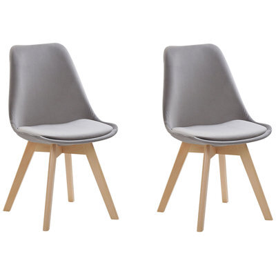 Beliani Set Of 2 Dining Chairs Dakota Ii Velvet Grey - image 1