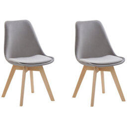 Beliani Set Of 2 Dining Chairs Dakota Ii Velvet Grey - thumbnail 1