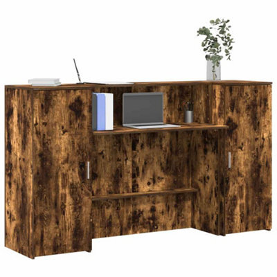 Berkfield Reception Desk Smoked Oak 180X50X103.5 Cm Engineered Wood - image 1