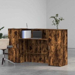 Berkfield Reception Desk Smoked Oak 180X50X103.5 Cm Engineered Wood - thumbnail 3