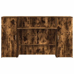 Berkfield Reception Desk Smoked Oak 180X50X103.5 Cm Engineered Wood - thumbnail 5