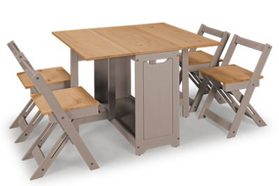 Mews Corona Grey Butterfly Dining Set Santos 4 Seat Folding Drop Leaf Table Solid Mexican Pine - image 1