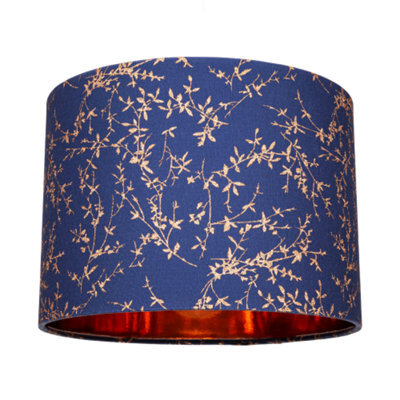 Happy Homewares Modern Midnight Blue Cotton Fabric 10 Shade With Copper Foil Floral Decoration - image 1