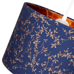 Happy Homewares Modern Midnight Blue Cotton Fabric 10 Shade With Copper Foil Floral Decoration - thumbnail 3