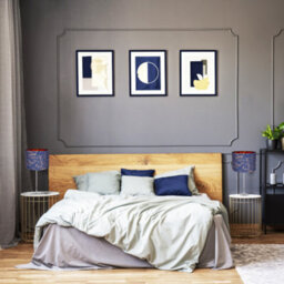 Happy Homewares Modern Midnight Blue Cotton Fabric 10 Shade With Copper Foil Floral Decoration - thumbnail 5