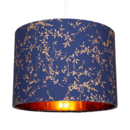 Happy Homewares Modern Midnight Blue Cotton Fabric 10 Shade With Copper Foil Floral Decoration - thumbnail 2