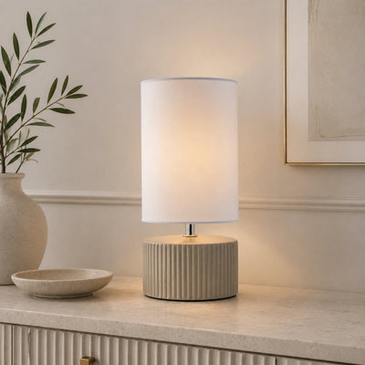 Pagazzi Lighting Pagazzi Linden Taupe Ribbed Ceramic Table Lamp - image 1