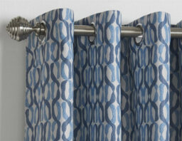 Luxury Living Camb Printed Eyelet Ring Top Curtains Blue - thumbnail 3