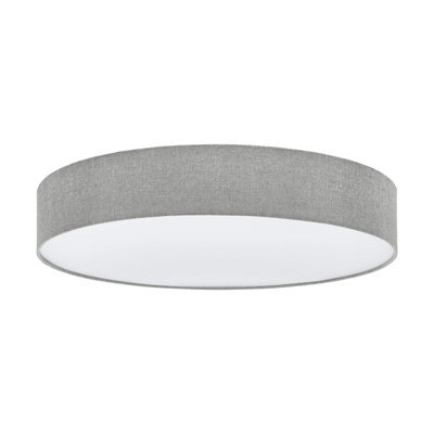 Elegant Flush Ceiling Light With Grey-White Fabric Shade And E27 Bulb Holder - image 1
