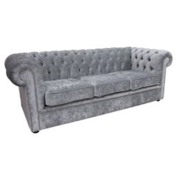 Chesterfield Crystal 3 Seater Sofa Modena Cloud Grey Velvet Fabric In Classic Style - thumbnail 2