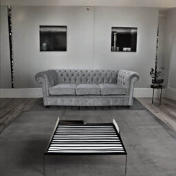 Chesterfield Crystal 3 Seater Sofa Modena Cloud Grey Velvet Fabric In Classic Style - thumbnail 3
