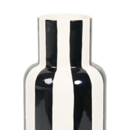 Deenz Ceramic Vase Monochrome Striped Design Chic Pattern Home Decorative Clean Lines Faux Flowers Pot Black/white 40X16 Cm - thumbnail 3