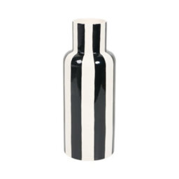 Deenz Ceramic Vase Monochrome Striped Design Chic Pattern Home Decorative Clean Lines Faux Flowers Pot Black/white 40X16 Cm - thumbnail 2