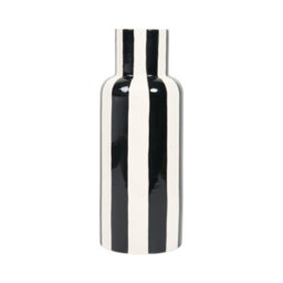 Deenz Ceramic Vase Monochrome Striped Design Chic Pattern Home Decorative Clean Lines Faux Flowers Pot Black/white 40X16 Cm