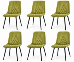 Oira Homes Modern Set Of 6 Olive Milo Velvet Dining Chairs Modern Diamond Ribbed Kitchen Dining Chairs - thumbnail 1