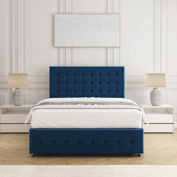 Bsspoke Eva Divan Bed Set Blue Plush Velvet 24Inch Headboard & Footboard & 4Drawers No Mattress In 4Ft6 4Ft 5Ft 6Ft - thumbnail 3