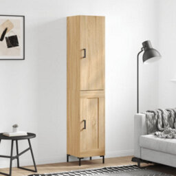 Berkfield Highboard Sonoma Oak 34.5X34X180 Cm Engineered Wood - thumbnail 1