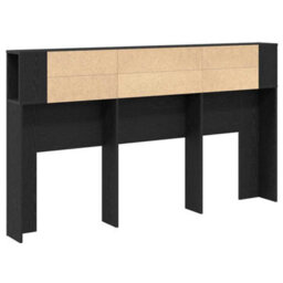 Berkfield Headboard Cabinet In Black Oak - 180X18.5X102.5 Cm, Made From Engineered Wood - thumbnail 5
