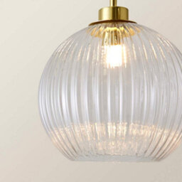 Valuelights Maddison Clear Ribbed Glass Shade Brushed Gold Ceiling Pendant Light - thumbnail 4