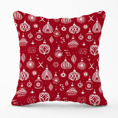 Warren Reed Designer Red Christmas Decorations Pattern Outdoor Cushion 45Cm X 45Cm - image 1