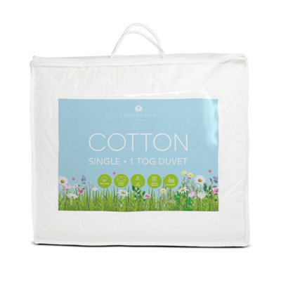 Lancashire Textiles 1Tog Cotton Single Duvet Anti-Allergic Lightweight Blanket For Deep And Comfortable Sleep- 135 X 200Cm